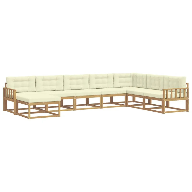 Lauko sofos komplektas 8 pcs Balta ir kreminė