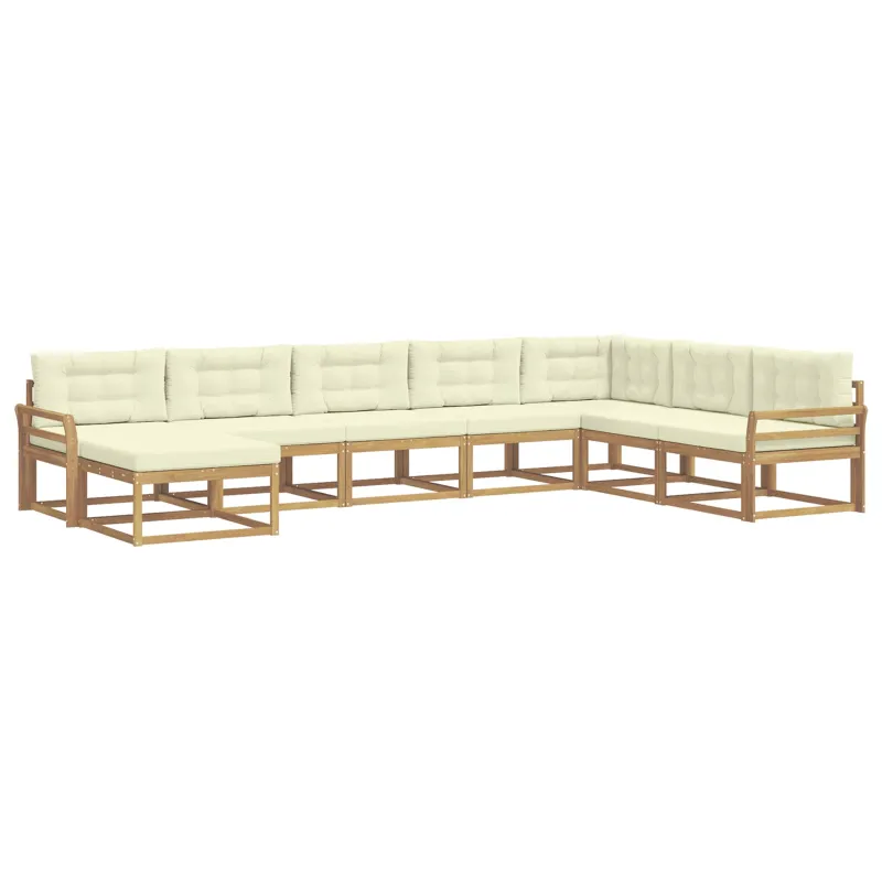 Lauko sofos komplektas 8 pcs Balta ir kreminė