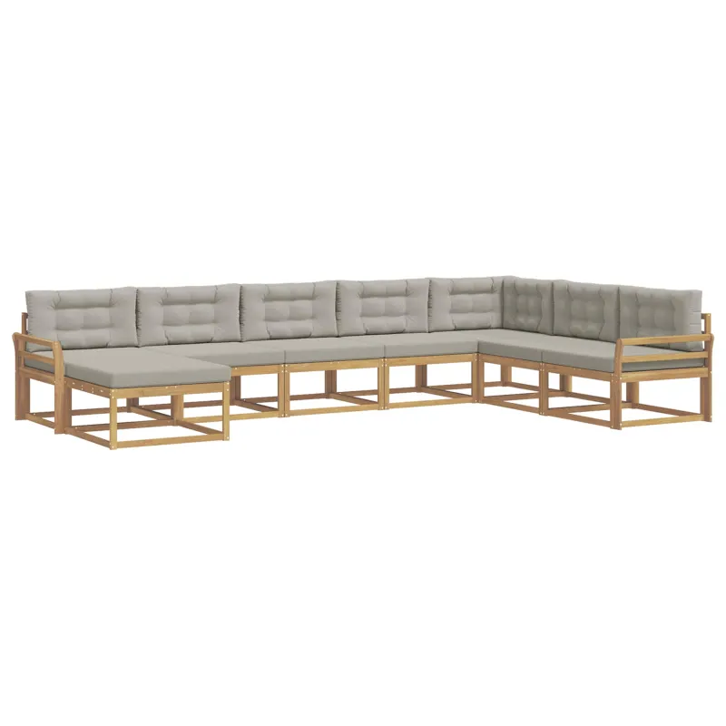 Lauko sofos komplektas 8 pcs Balta ir šviesiai pilka