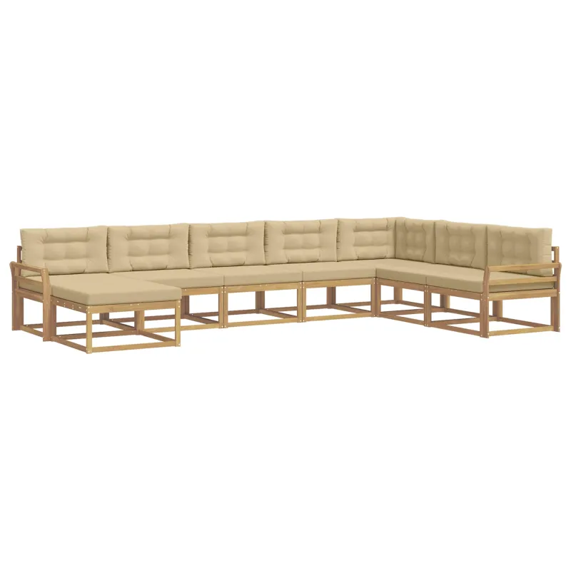 Lauko sofos komplektas 8 pcs Balta ir kreminė
