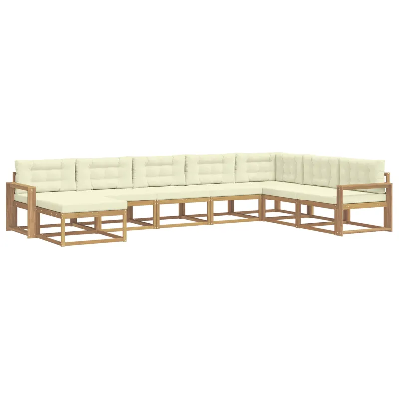 Lauko sofos komplektas 8 pcs Balta ir kreminė