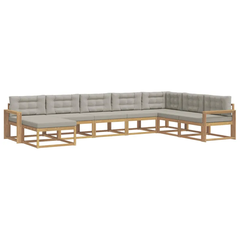 Lauko sofos komplektas 8 pcs Balta ir šviesiai pilka