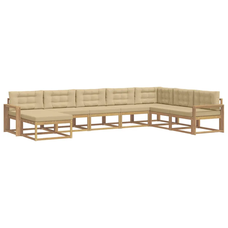 Lauko sofos komplektas 8 pcs Balta ir kreminė
