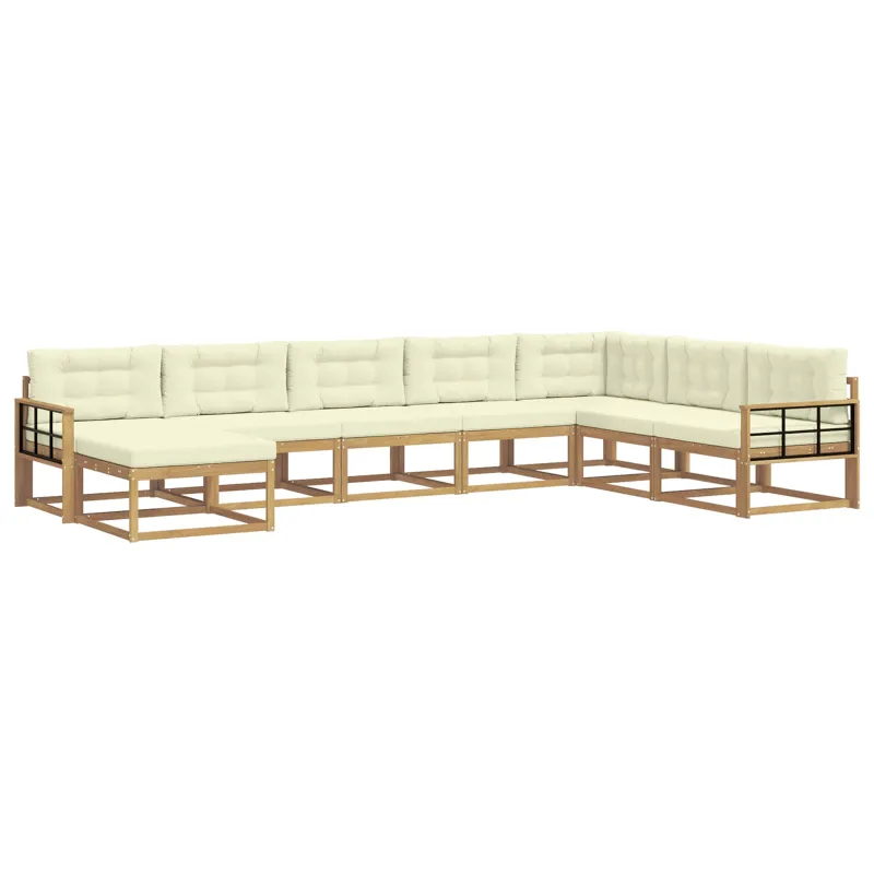 Lauko sofos komplektas 8 pcs Balta ir kreminė