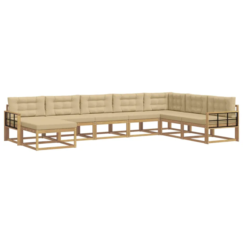 Lauko sofos komplektas 8 pcs Balta ir kreminė