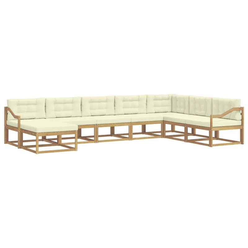Lauko sofos komplektas 8 pcs Balta ir kreminė