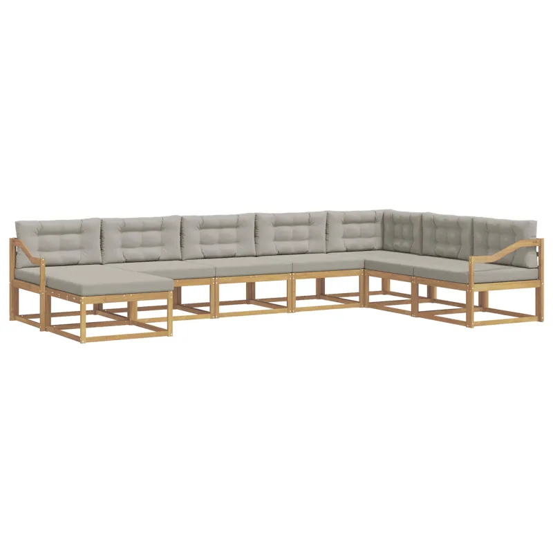 Lauko sofos komplektas 8 pcs Balta ir šviesiai pilka