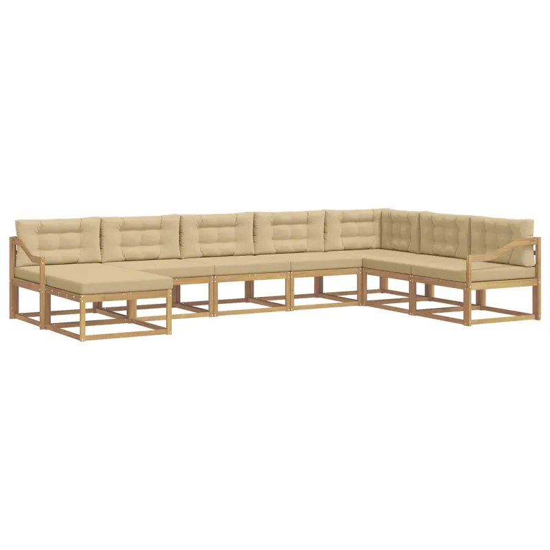 Lauko sofos komplektas 8 pcs Balta ir kreminė