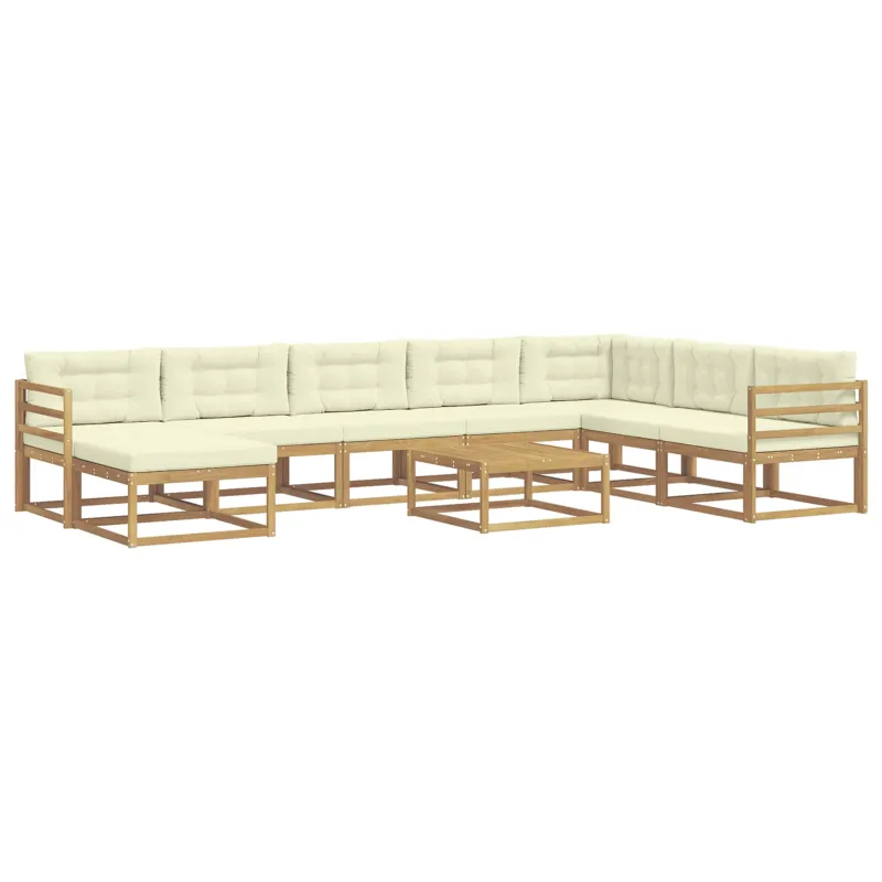 Lauko sofos komplektas 9 pcs Balta ir kreminė