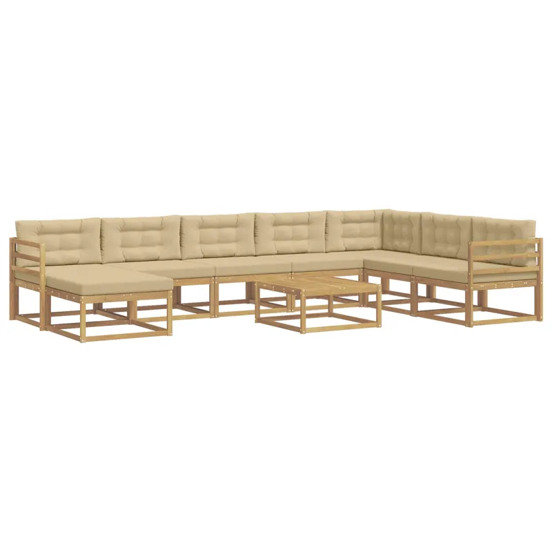 Lauko sofos komplektas 9 pcs Balta ir kreminė