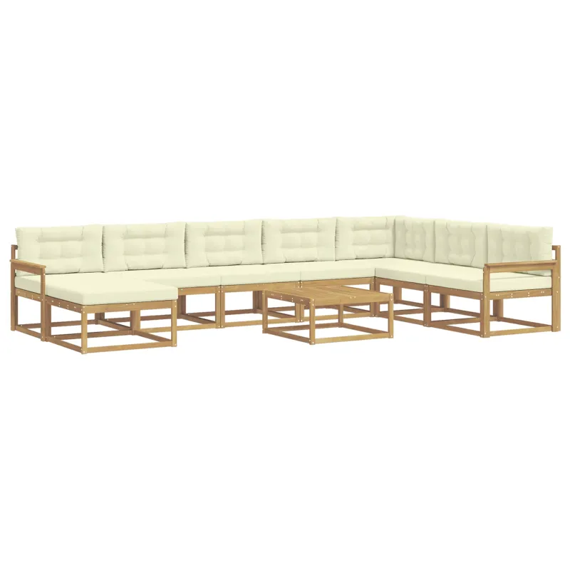 Lauko sofos komplektas 9 pcs Balta ir kreminė