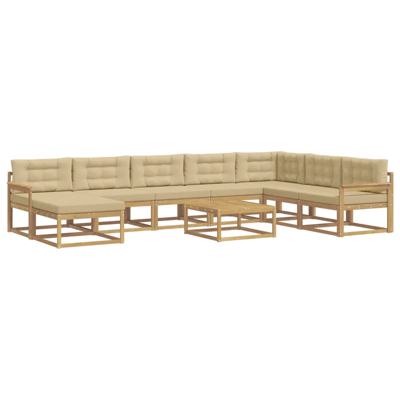 Lauko sofos komplektas 9 pcs Balta ir kreminė