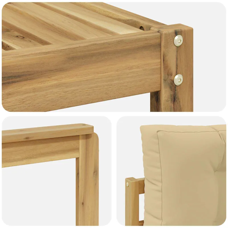 Lauko sofos komplektas 9 pcs Balta ir kreminė