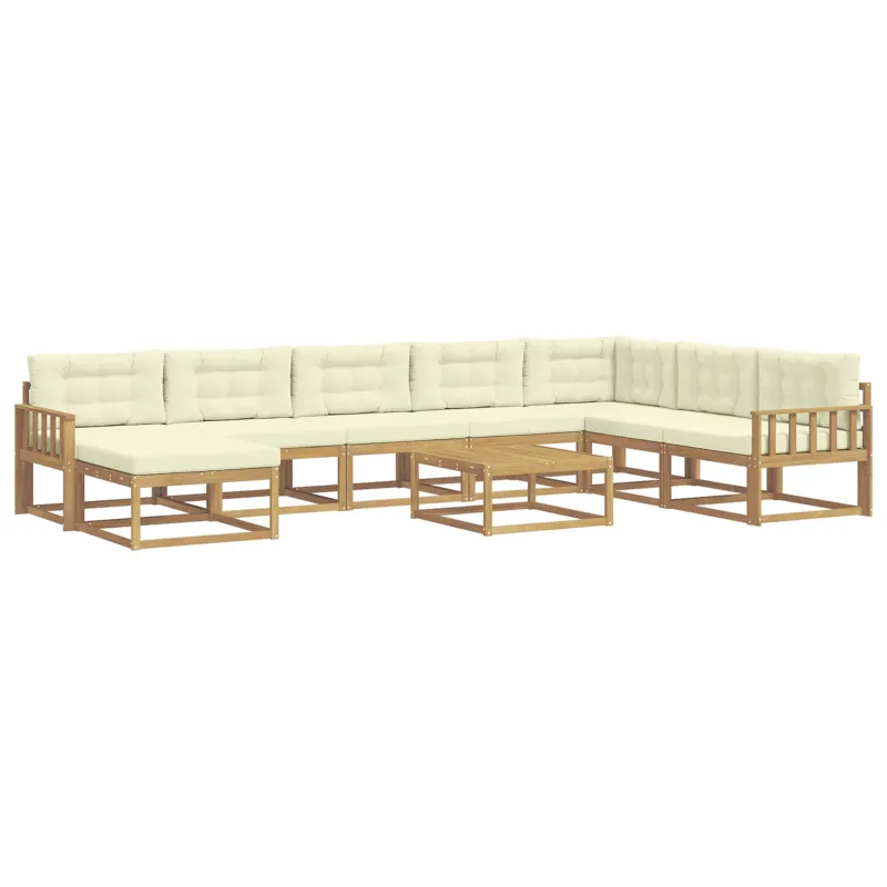 Lauko sofos komplektas 9 pcs Balta ir kreminė