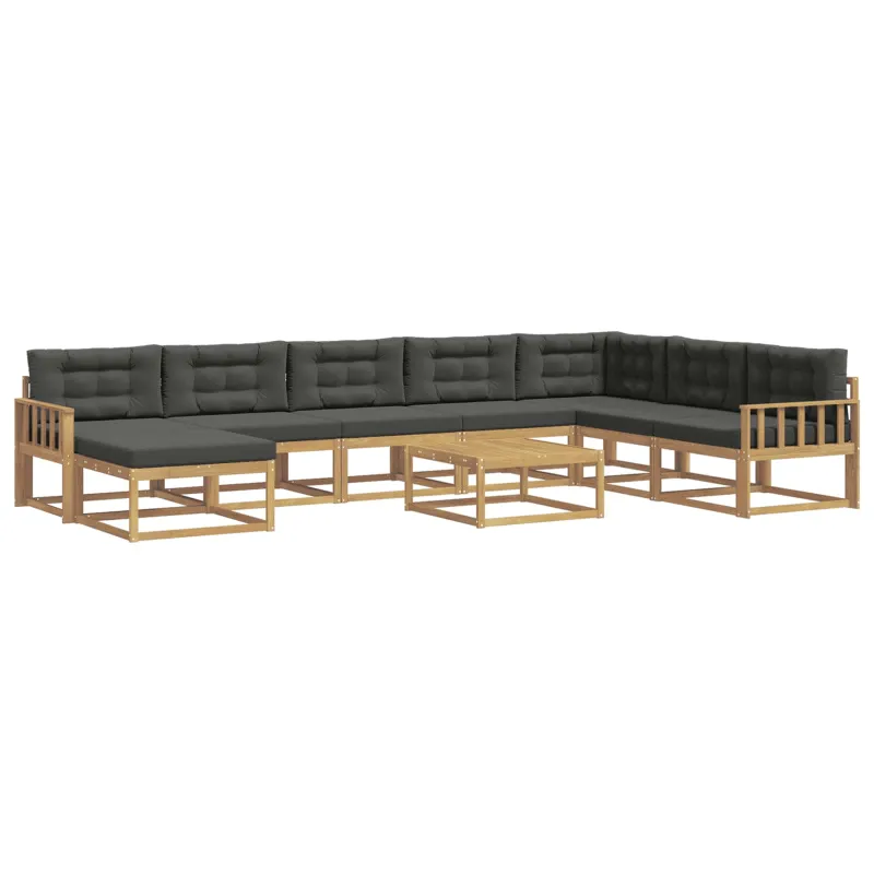 Lauko sofos komplektas 9 pcs Balta ir antracito