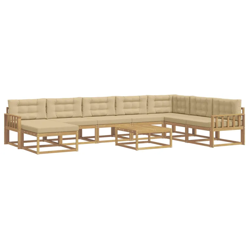 Lauko sofos komplektas 9 pcs Balta ir kreminė
