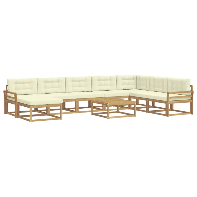 Lauko sofos komplektas 9 pcs Balta ir kreminė