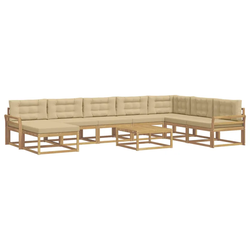 Lauko sofos komplektas 9 pcs Balta ir kreminė