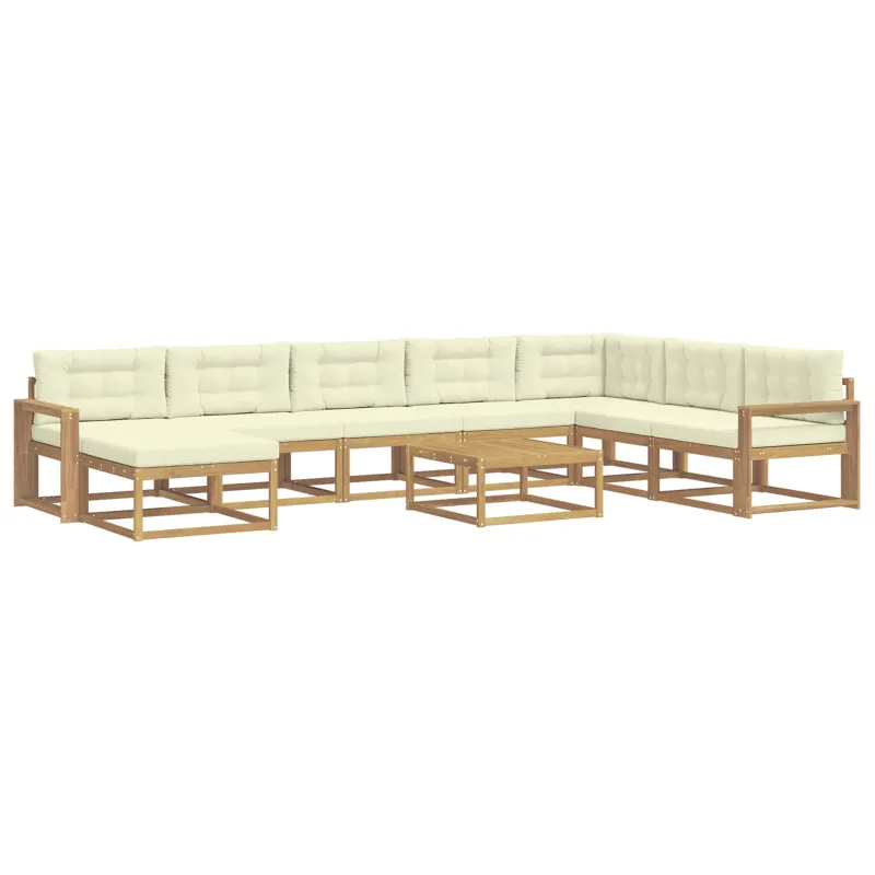 Lauko sofos komplektas 9 pcs Balta ir kreminė