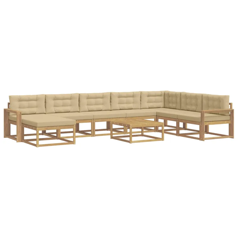 Lauko sofos komplektas 9 pcs Balta ir kreminė