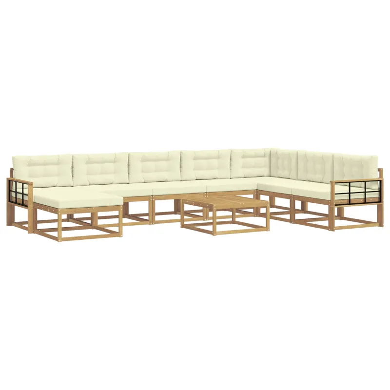 Lauko sofos komplektas 9 pcs Balta ir kreminė