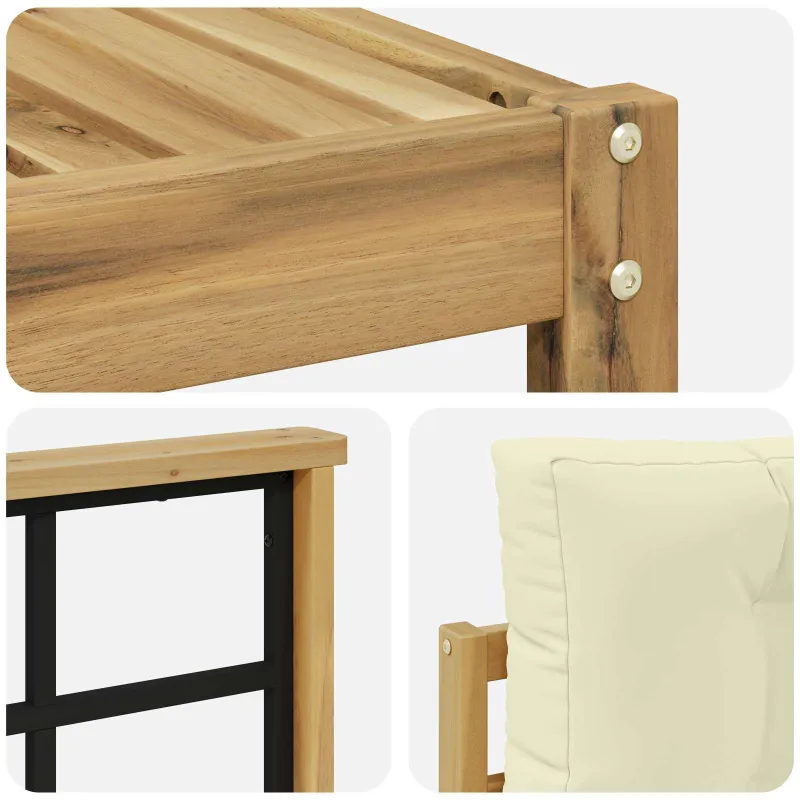 Lauko sofos komplektas 9 pcs Balta ir kreminė