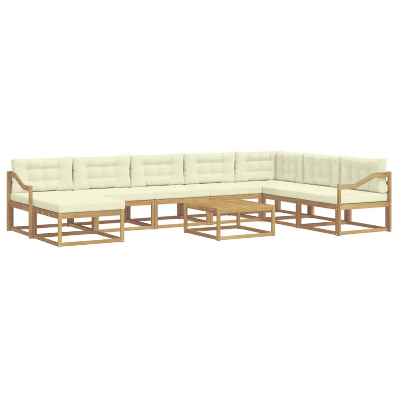 Lauko sofos komplektas 9 pcs Balta ir kreminė