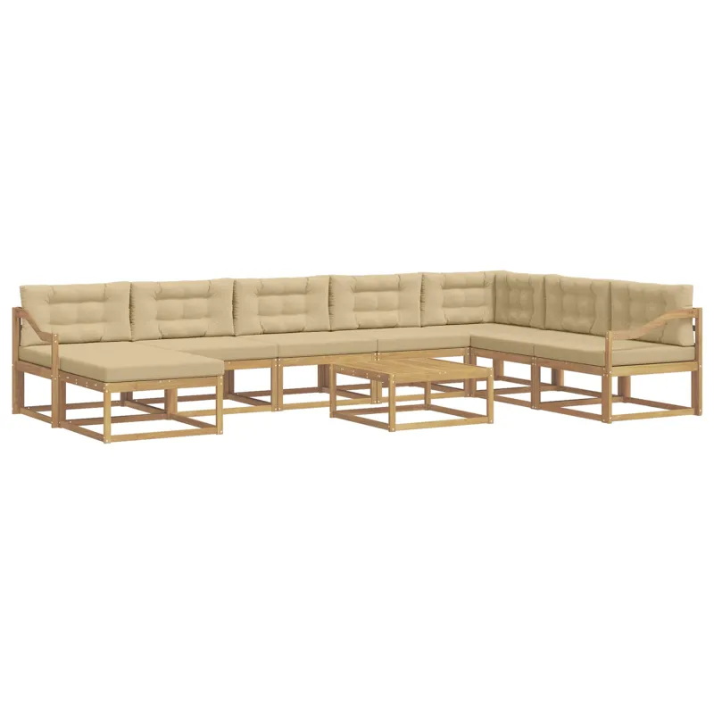 Lauko sofos komplektas 9 pcs Balta ir kreminė