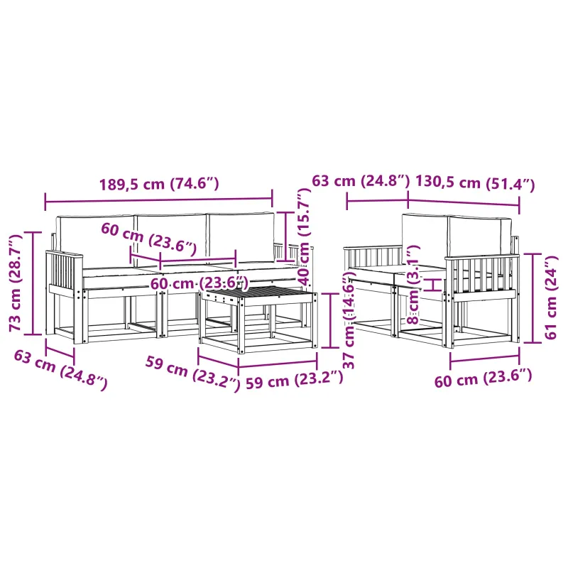 Lauko sofos komplektas 6 pcs