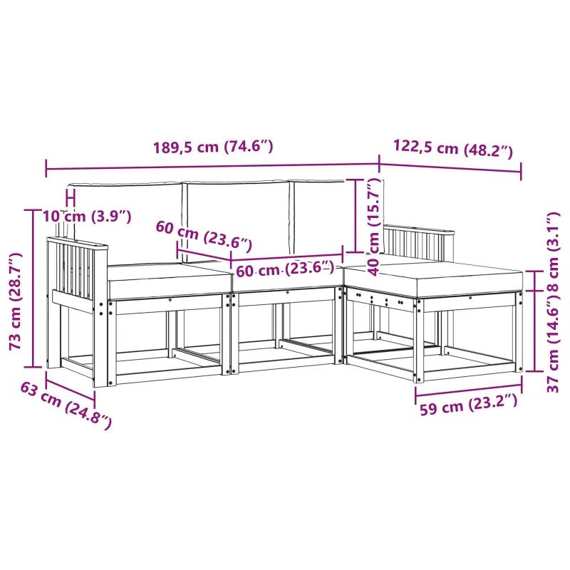 Lauko sofos komplektas 4 pcs