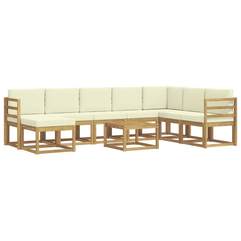 Lauko sofos komplektas su pagalve 9 pcs Balta ir kreminė