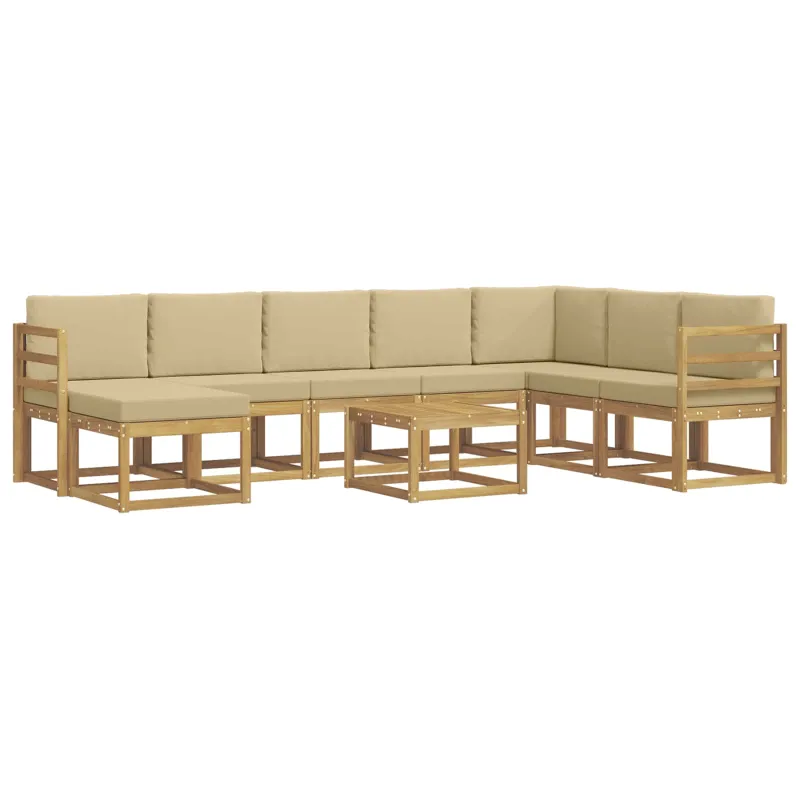 Lauko sofos komplektas su pagalve 9 pcs Balta ir kreminė