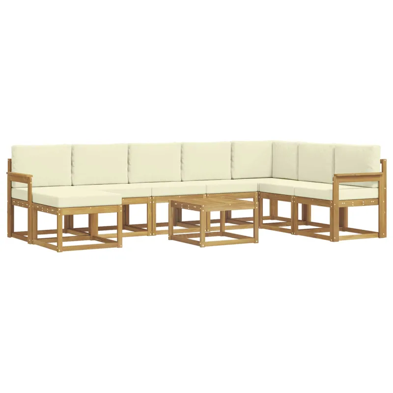 Lauko sofos komplektas su pagalve 9 pcs Balta ir kreminė