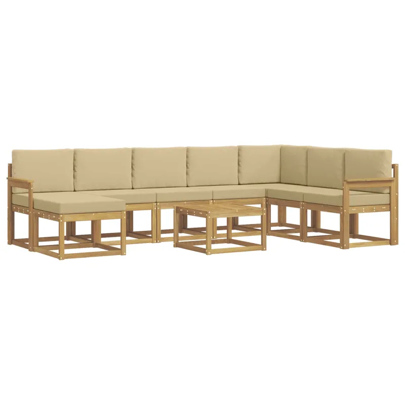 Lauko sofos komplektas su pagalve 9 pcs Balta ir kreminė