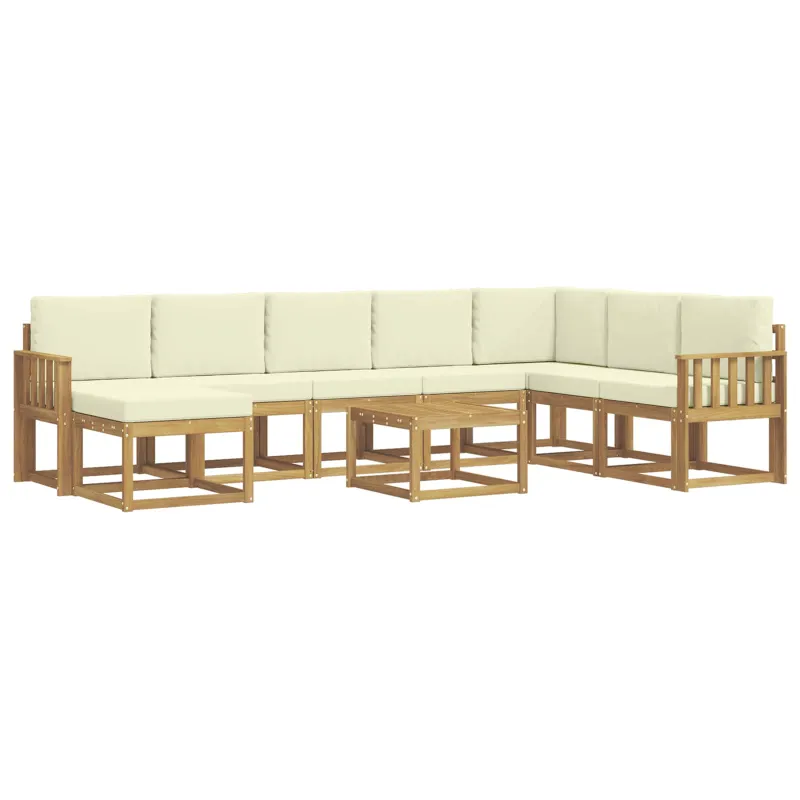 Lauko sofos komplektas su pagalve 9 pcs Balta ir kreminė