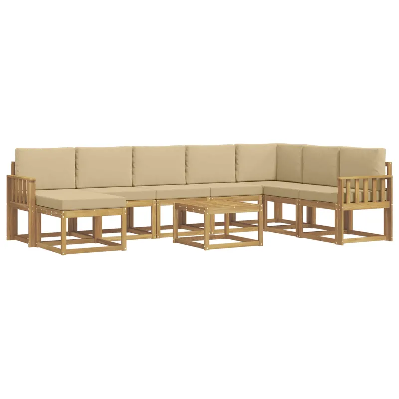Lauko sofos komplektas su pagalve 9 pcs Balta ir kreminė