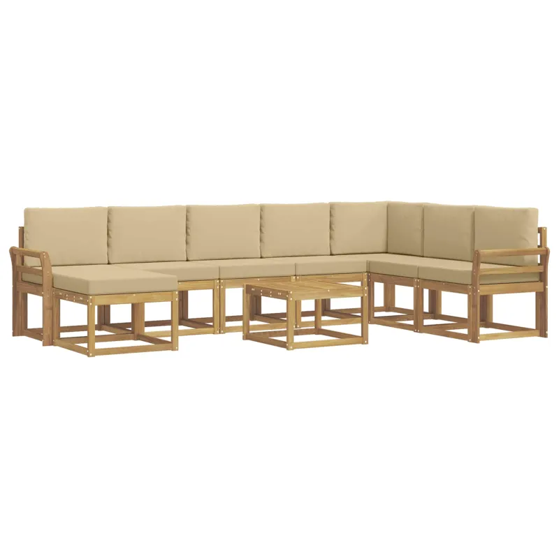 Lauko sofos komplektas su pagalve 9 pcs Balta ir kreminė