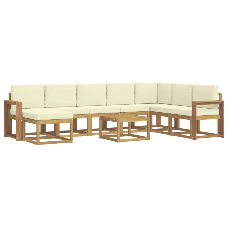 Lauko sofos komplektas su pagalve 9 pcs Balta ir kreminė