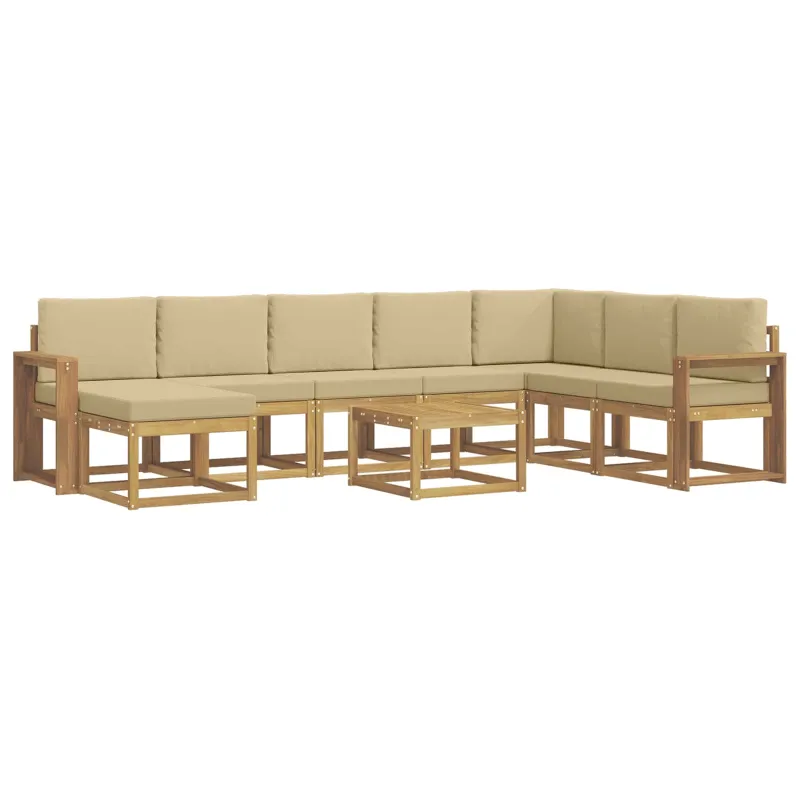 Lauko sofos komplektas su pagalve 9 pcs Balta ir kreminė