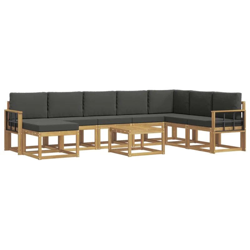 Lauko sofos komplektas su pagalve 9 pcs Balta ir antracito