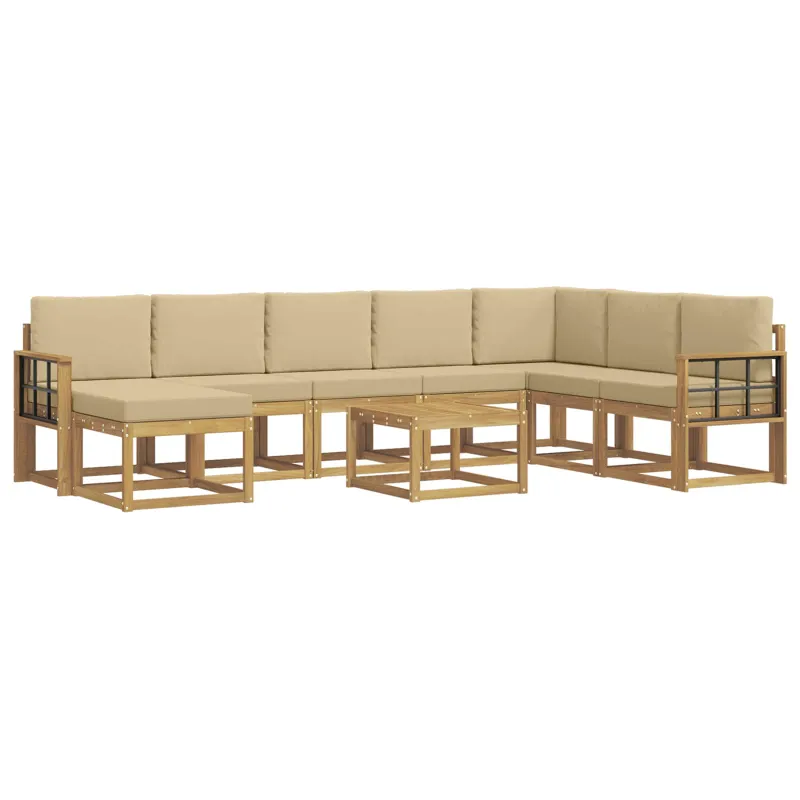 Lauko sofos komplektas su pagalve 9 pcs Balta ir kreminė