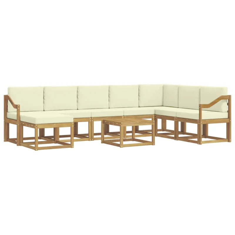 Lauko sofos komplektas su pagalve 9 pcs Balta ir kreminė