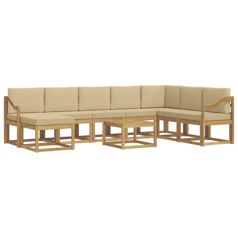 Lauko sofos komplektas su pagalve 9 pcs Balta ir kreminė