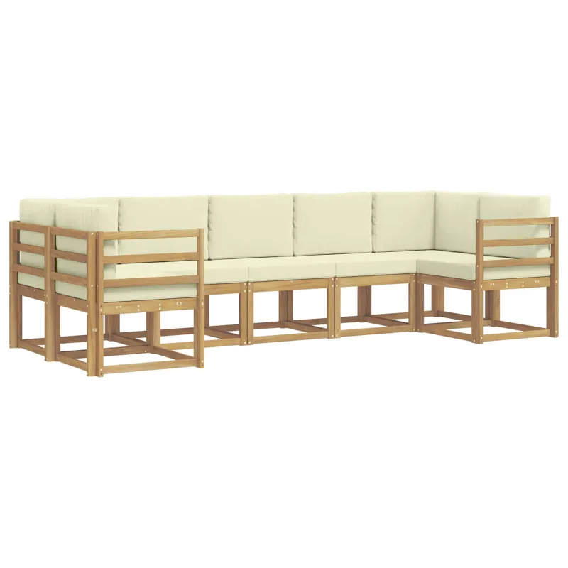 Lauko sofos komplektas su pagalve 7 pcs Balta ir kreminė