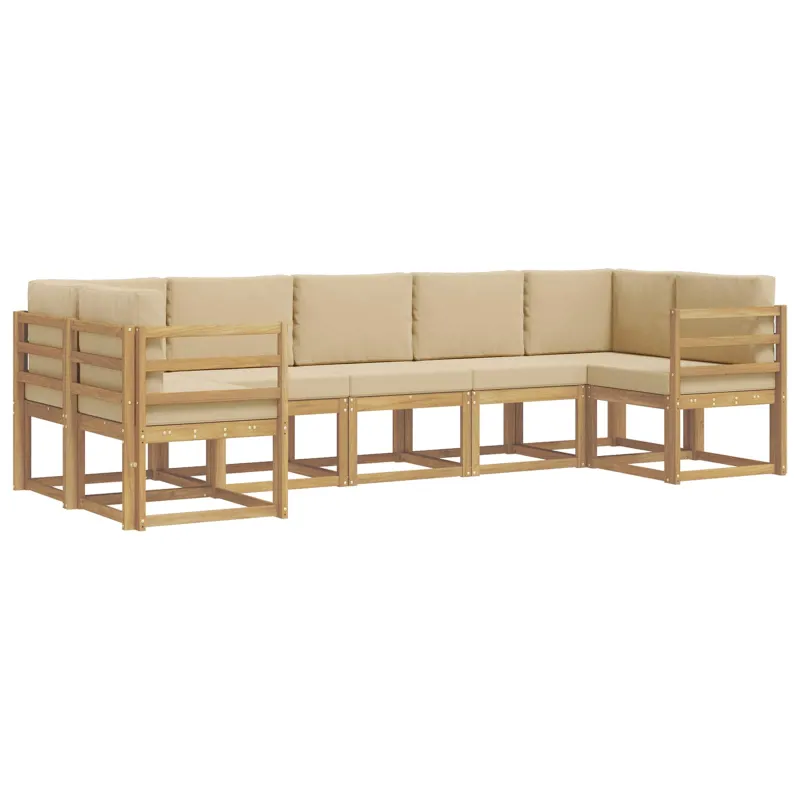 Lauko sofos komplektas su pagalve 7 pcs Balta ir kreminė