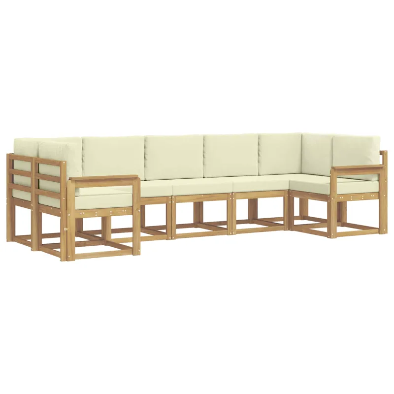 Lauko sofos komplektas su pagalve 7 pcs Balta ir kreminė
