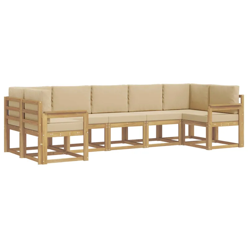 Lauko sofos komplektas su pagalve 7 pcs Balta ir kreminė