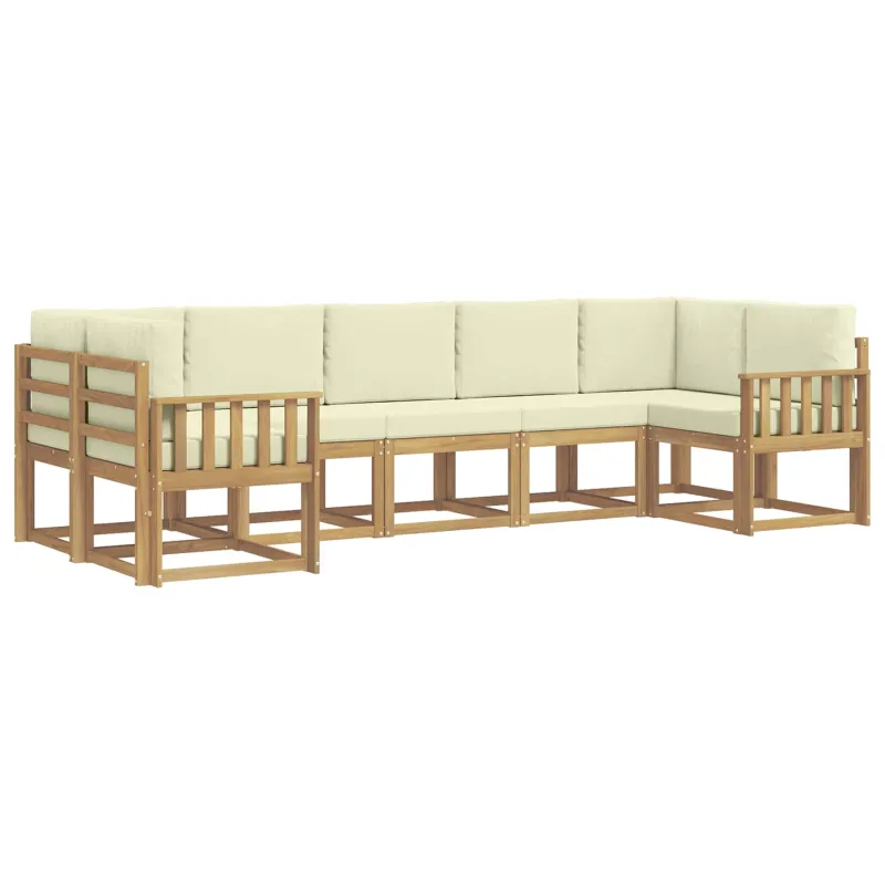 Lauko sofos komplektas su pagalve 7 pcs Balta ir kreminė
