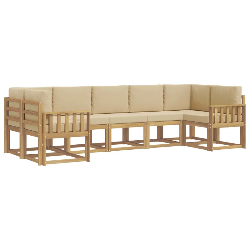 Lauko sofos komplektas su pagalve 7 pcs Balta ir kreminė