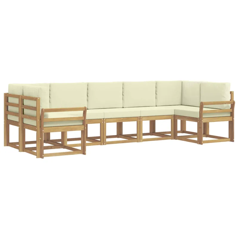 Lauko sofos komplektas su pagalve 7 pcs Balta ir kreminė